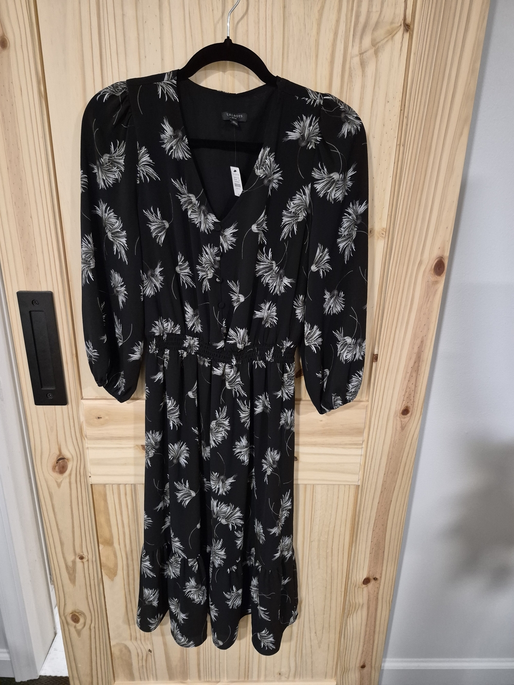 Talbots Black Floral Midi Dress